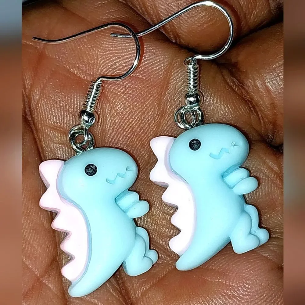 Super cute retro kids dinosaur earrings